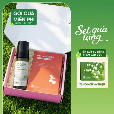 [Set Quà Tặng] - Combo Sữa Rửa Mặt Và Hộp 5 Mặt Nạ Cỏ Mềm | Hộp quà tặng người yêu, mẹ, cô giáo