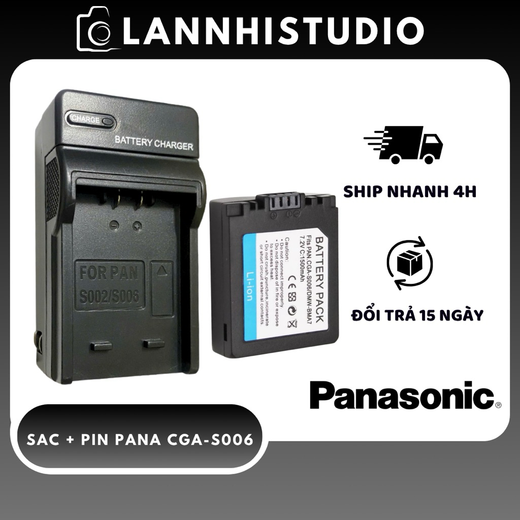 Combo Sạc + Pin Panasonic CGA-S006 cho Lumix FZ7 FZ8 FZ18 FZ28 FZ30 FZ38 FZ50 [HOẢ TỐC HN]