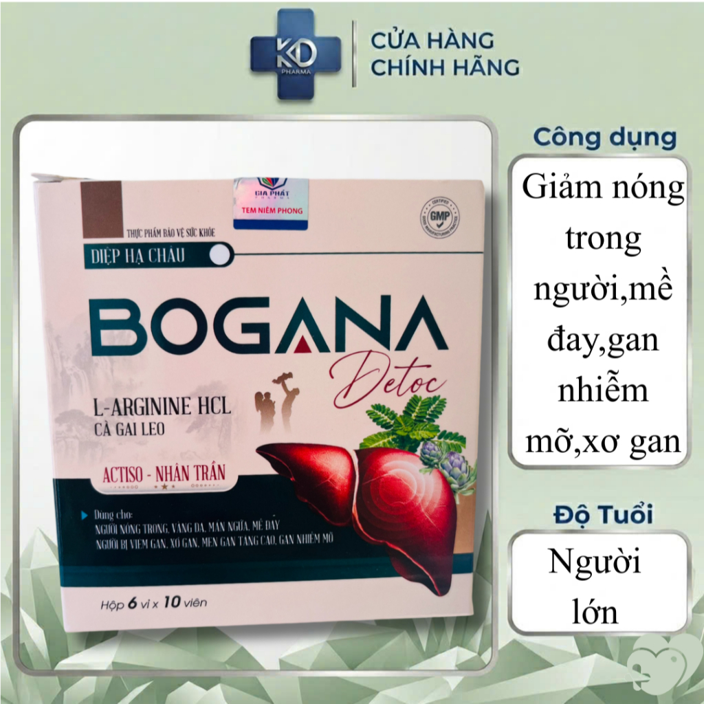 Viên uống Bogana Detox L-Arginine 200mg bổ gan hộp 6 vỉ x 10 viên nang