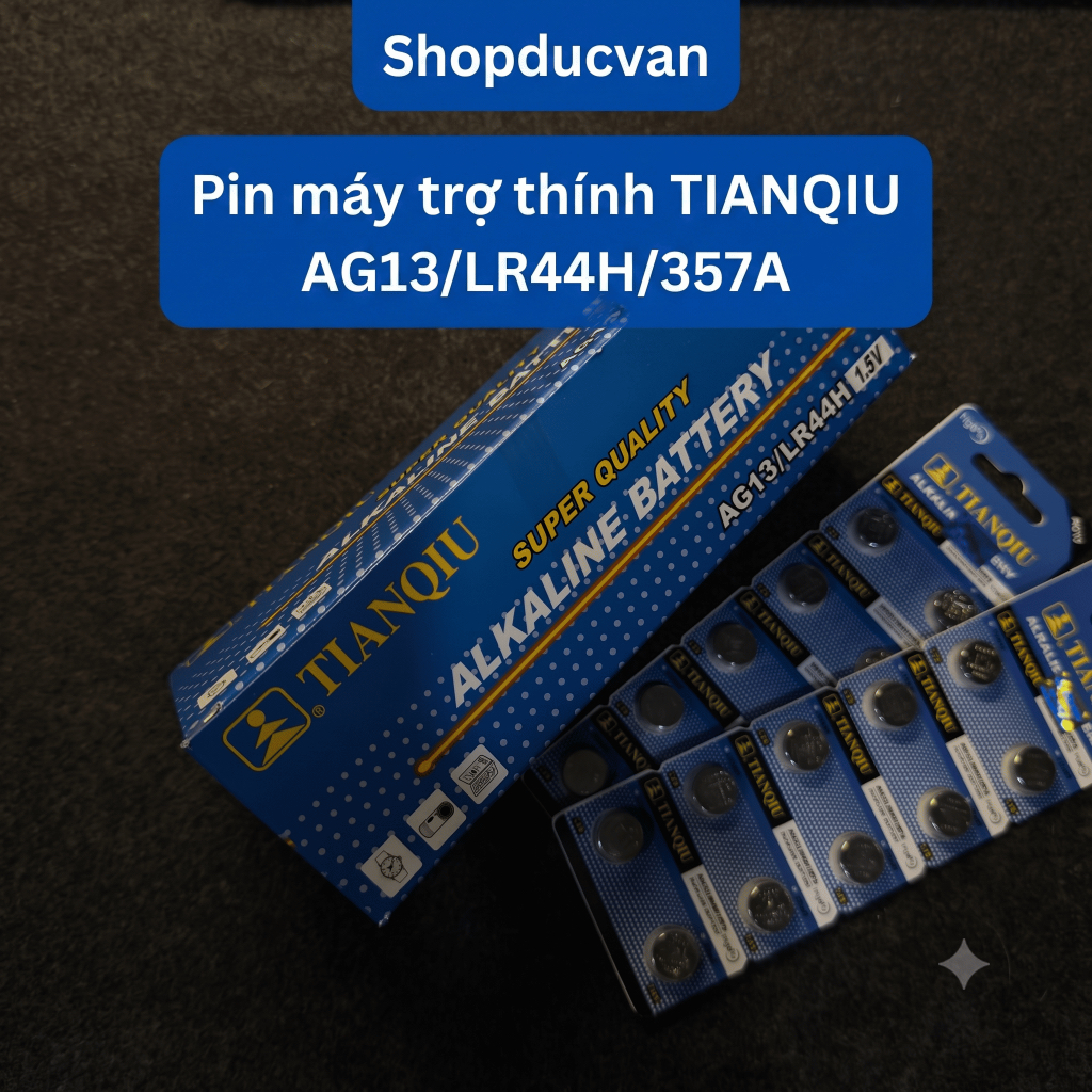 Pin máy trợ thính TIANQIU AG13/LR44H/357A 1.5V Alkaline Battery Hg0%