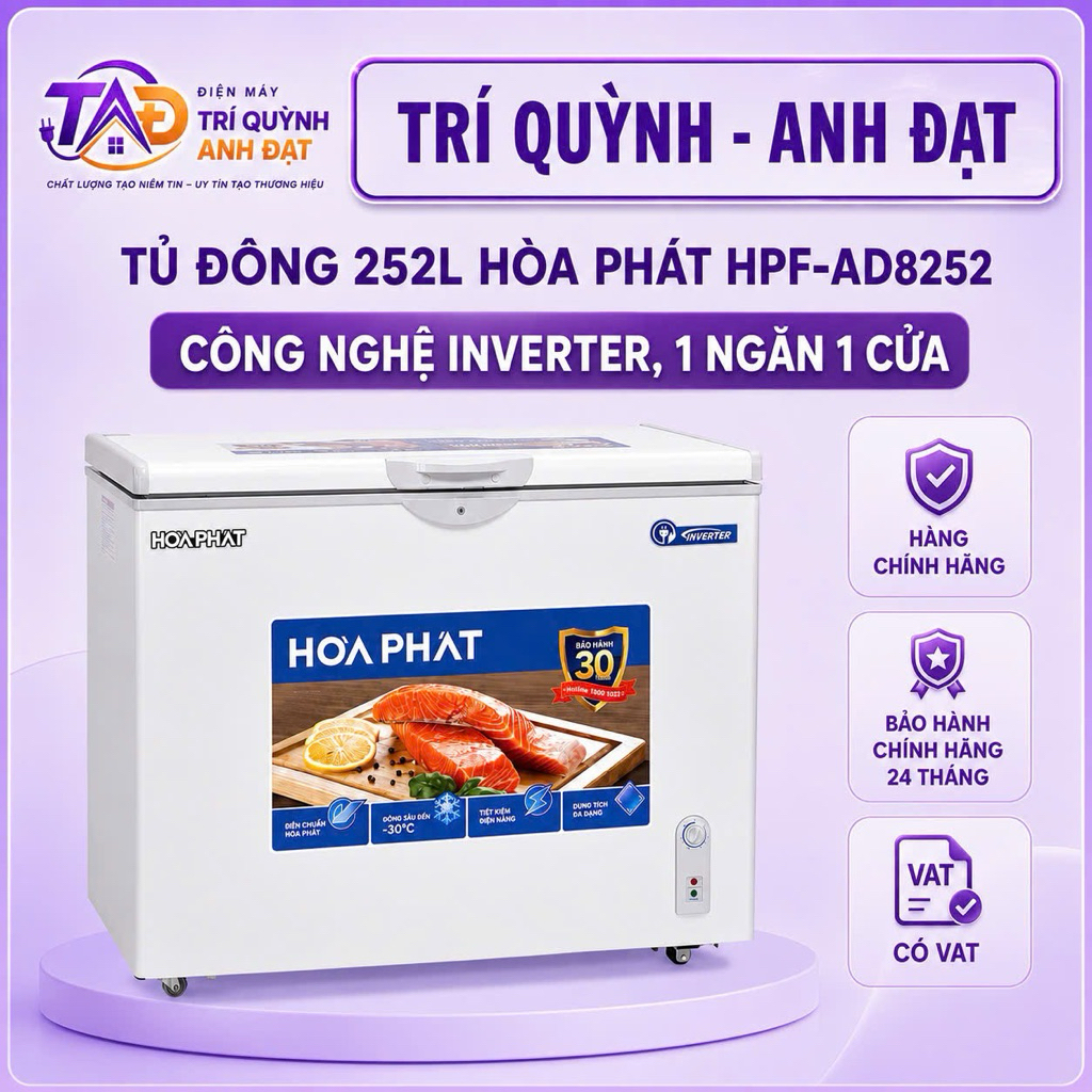 Tủ Đông Hòa Phát Inverter 252 Lít Tiết Kiệm Điện HPF AD8252 Bảo Hành Chính Hãng 24 Tháng Toàn Quốc