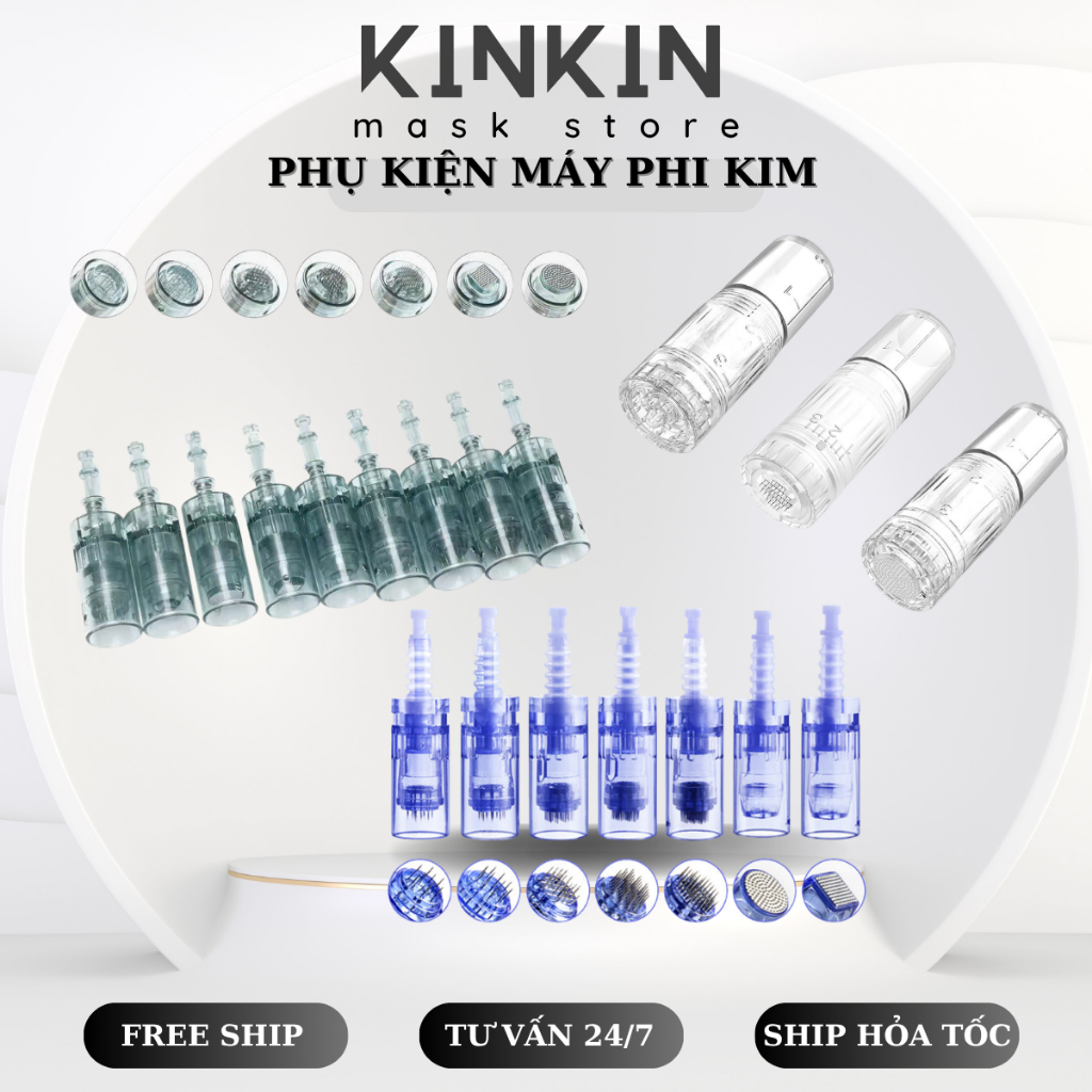 Đầu Kim Nano Xanh Kim 12 Kim 36 Kim Cấy Mặt Phim Kim Cấy Dưỡng Chất - KinKin Store
