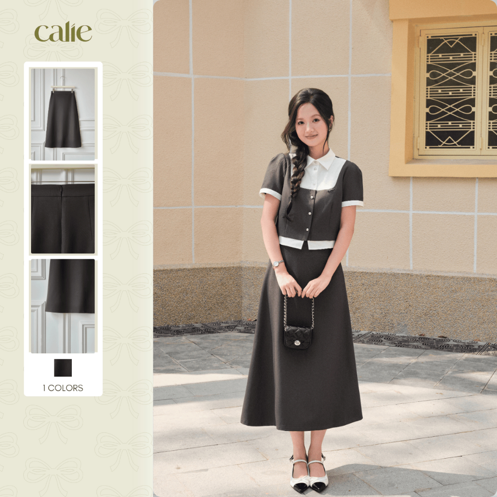 Chân váy xòe xước Mỹ dáng dài thanh lịch tôn dáng dễ phối đồ thời trang nữ Calie CX169