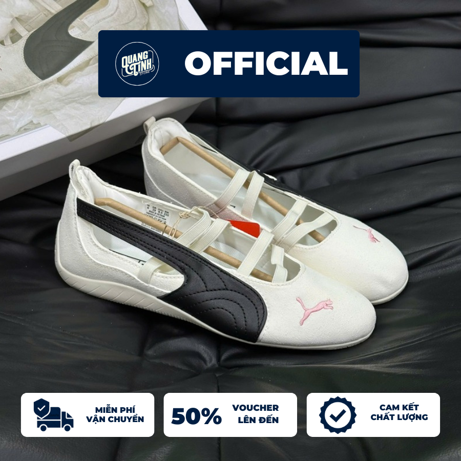 Giày Thể Thao Nữ Puma Ballet Rosie Suede Cream Black Thiết Kế Múa Ba Lê Cao Cấp