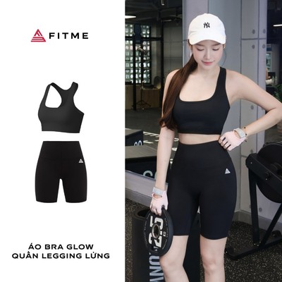 Bộ đồ tập gym, yoga nữ Fitme áo bra Glow, quần legging lửng cạp cao tôn dáng