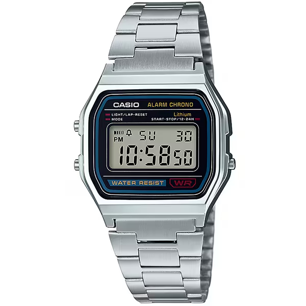 Đồng hồ Nam/Nữ Casio Chính Hãng A158WA-1JH / A158WA-1DF Dây Kim Loại Bạc Unisex - Nhật Bản