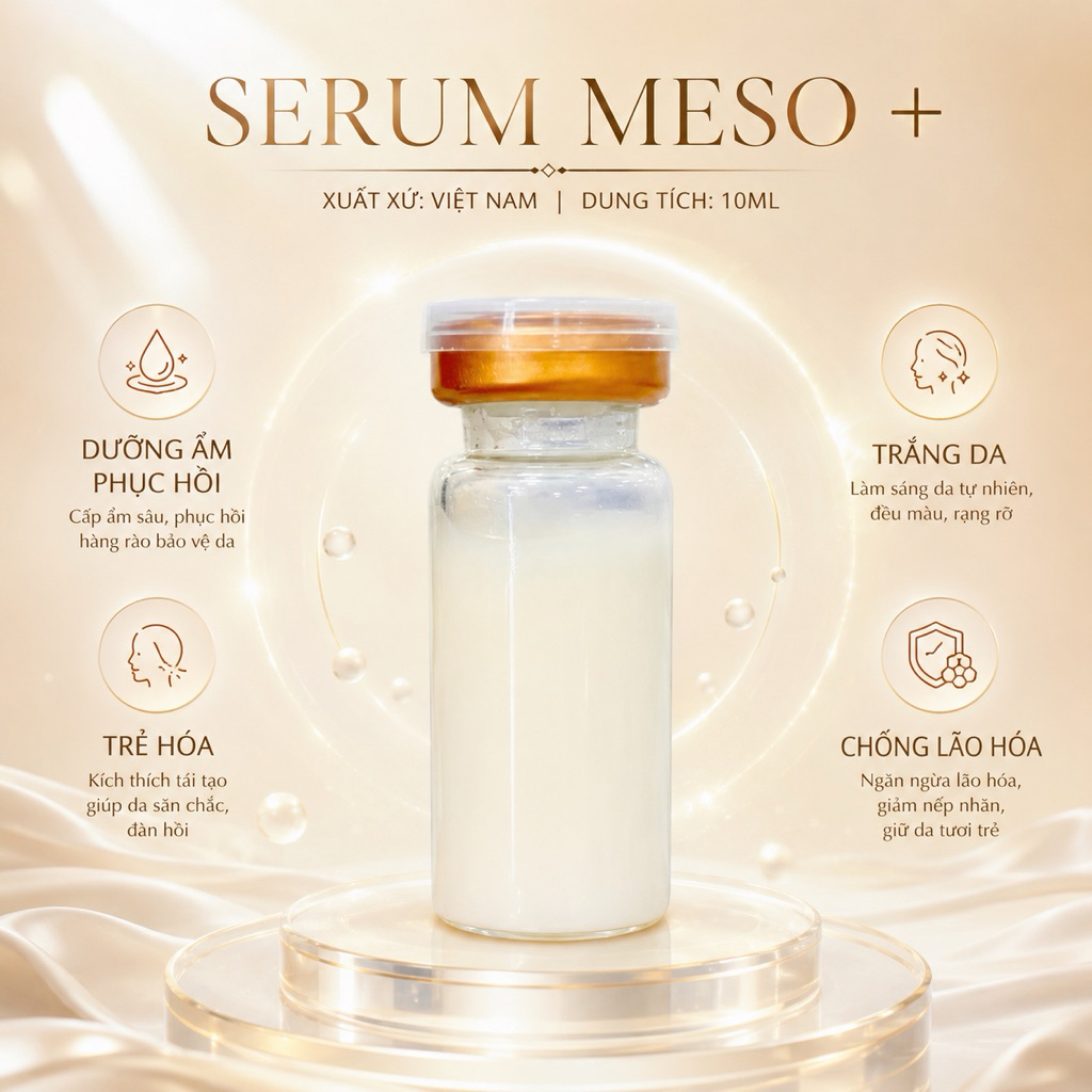 Serum Meso+ Việt Nam 10ml Dưỡng Ẩm Phục Hồi Da Chuyên Dùng Spa