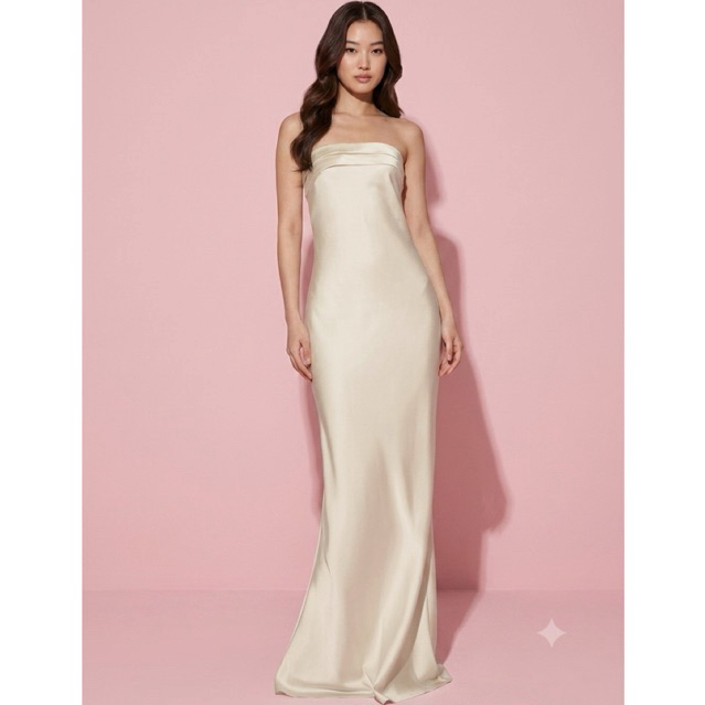 ✨ Đầm Maxi Satin Strapless Backless Chic Minimalist Evening Cocktail Dress - Saigon Sparkle ✨