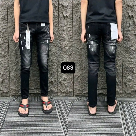Quần jean nam màu đen PURPLE mẫu rách và trơn , chất jean cao cấp