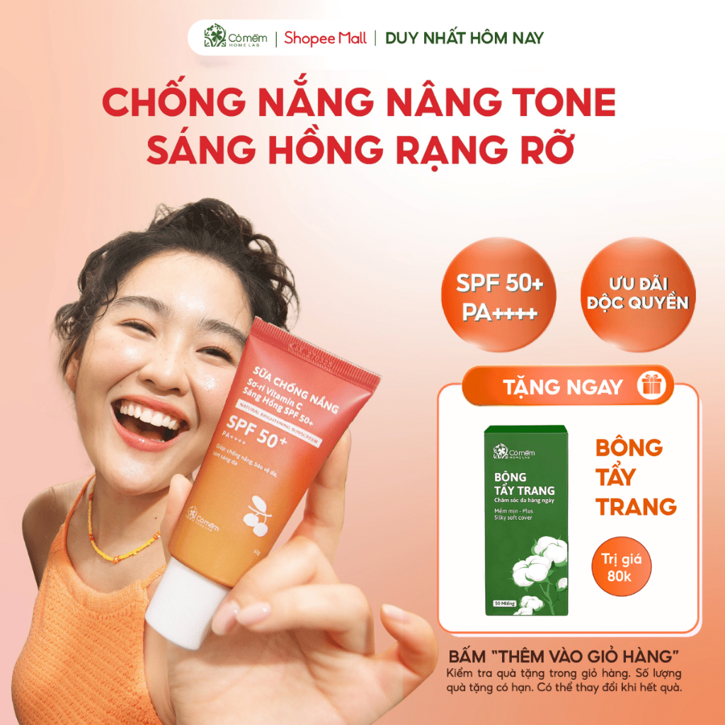 Kem chống nắng dạng sữa nâng tone Vitamin C Sơ-Ri SPF 50+ PA++++ Cỏ Mềm (tuýp 60g)