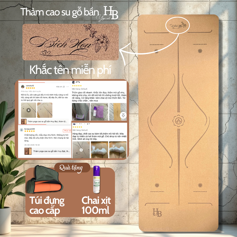 Thảm yoga chống trượt cao su gỗ bần, thảm tập gym định tuyến cao cấp, thảm tập thể dục tại nhà cho n