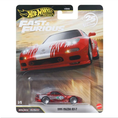 Xe Mô Hình Hot Wheels 1995 Mazda RX7 Chase Chrome Red 2026 Fast & Furious 25Th Anniversary