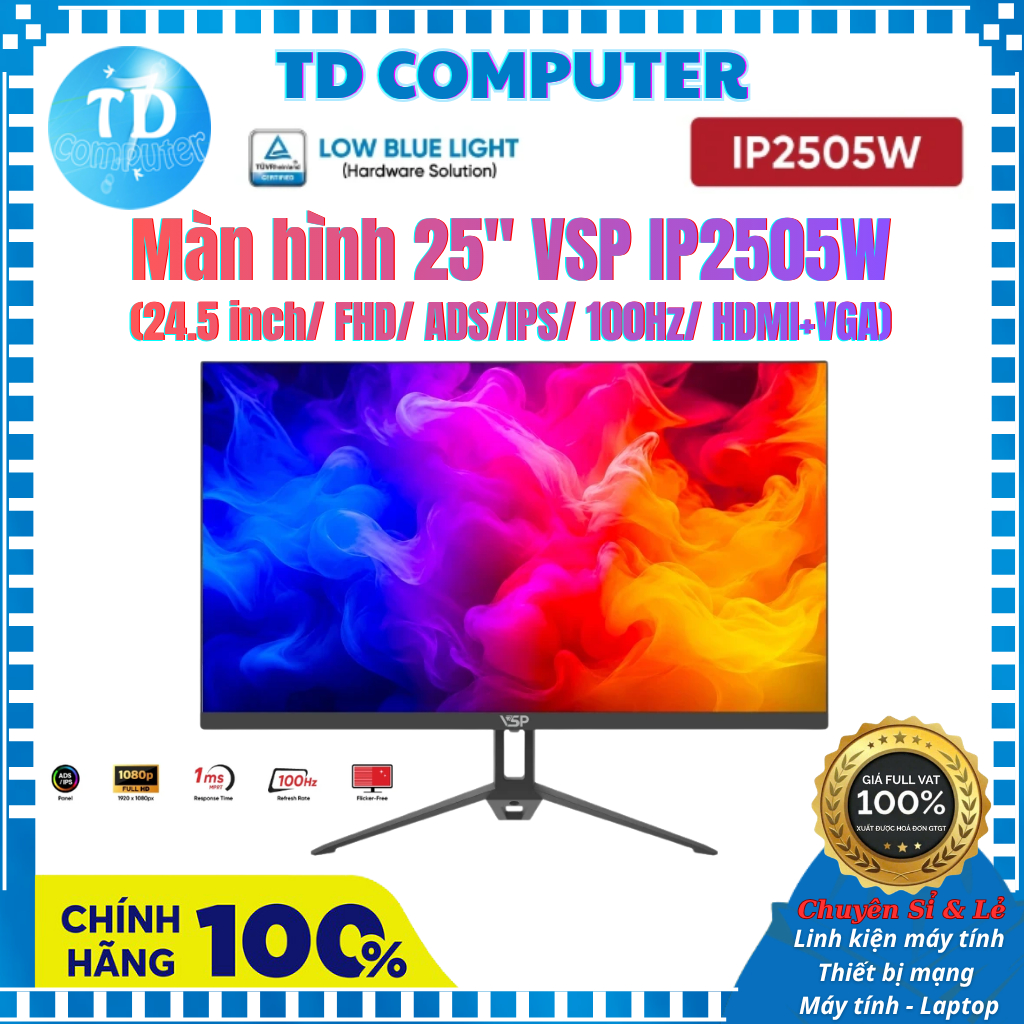 Màn hình LCD 25" VSP IP2505W (24.5 inch/ FHD/ ADS/IPS/ 100Hz/ HDMI+VGA) - Hàng chính hãng VSP phân p
