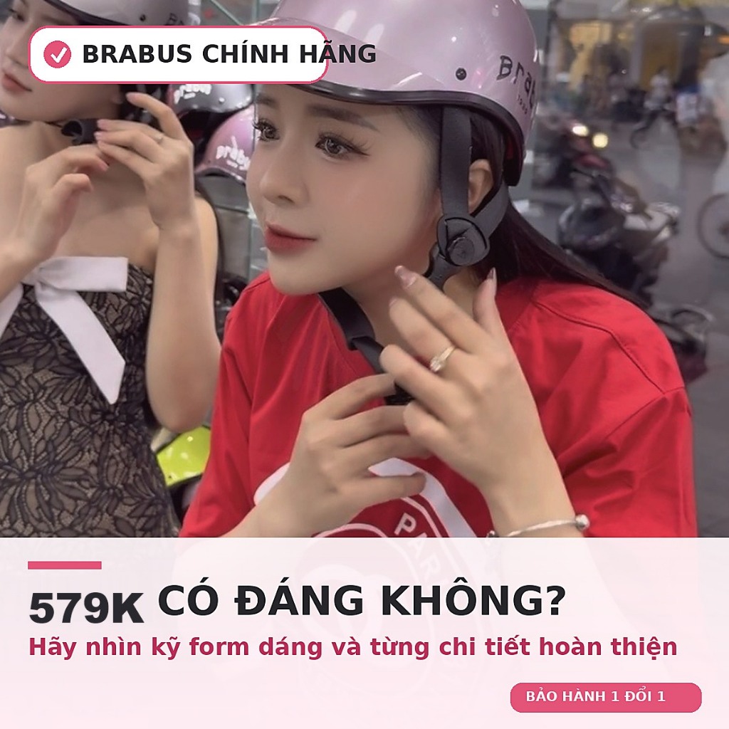 Mũ Bảo Hiểm Brabus Chính Hãng Lưỡi Trai Khoét Gáy Nữ Nam Nửa Đầu - Nón Thời Trang Form Ôm Đầu Đội Êm
