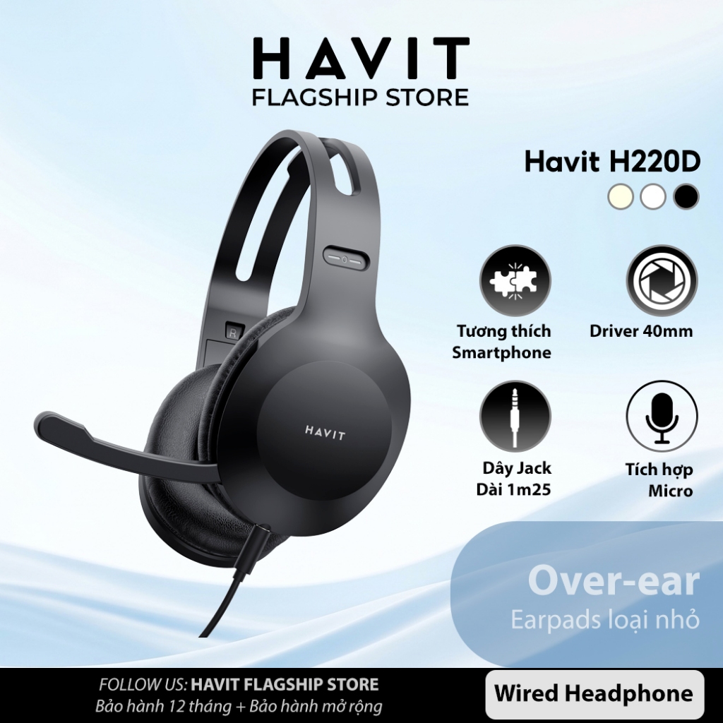 Tai nghe Headphone Havit H220D Có Dây | Tích Hợp Micro | Sound Quality