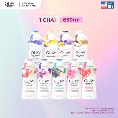 Sữa tắm OLAY dưỡng da 650ml nhiều mùi hương, cải thiện da sáng khỏe sau 14 ngày - Mỹ