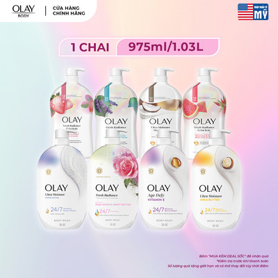 Sữa tắm OLAY dưỡng da 975ML và 1.03L nhiều mùi hương, cải thiện da sáng khỏe sau 14 ngày - Mỹ