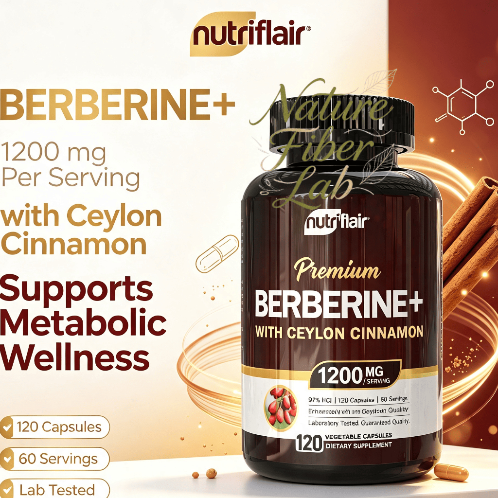 【Nhập khẩu từ Mỹ】Viên Uống Nutriflair Premium Berberine+ With Ceylon Cinnamon 1200mg 120 Viên