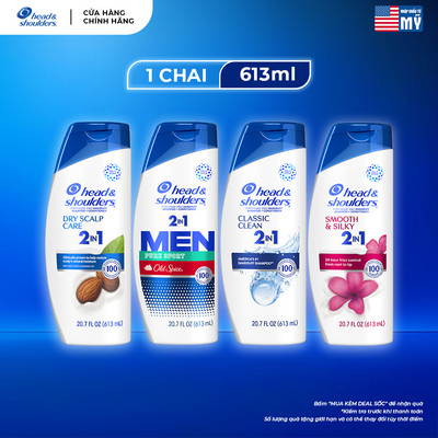 Dầu Gội Và Xả 2in1 Sạch Gàu HEAD & SHOULDERS Mỹ Sạch Sâu/ Dành Cho Da Đầu Khô/ Suôn Mượt/ Hương Nước Hoa - Chai 613ML