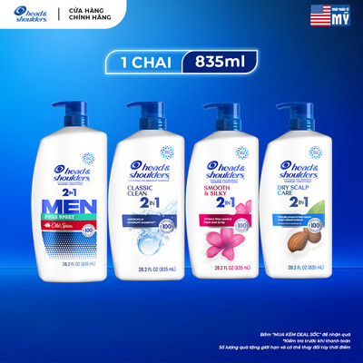 Dầu Gội Và Xả 2in1 Sạch Gàu HEAD & SHOULDERS Mỹ Sạch Sâu/ Dành Cho Da Đầu Khô/ Suôn Mượt/ Hương Nước Hoa - Chai 835ML