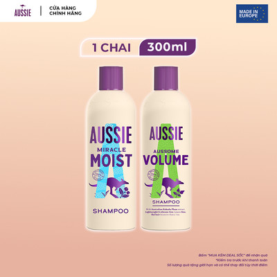 Dầu gội thuần chay Aussie, dưỡng tóc chuyên sâu, phục hồi ẩm mượt và bồng bềnh 300ml - Châu Âu
