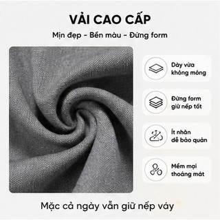 Chân Váy Xếp Ly Trơn Nữ Cao Cấp Chữ A Có Quần Bảo Hộ Form Tôn Dáng Vải Dày Đứng Form Phong Cách Hàn Quốc