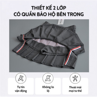 Chân Váy Xếp Ly Trơn Nữ Cao Cấp Chữ A Có Quần Bảo Hộ Form Tôn Dáng Vải Dày Đứng Form Phong Cách Hàn Quốc