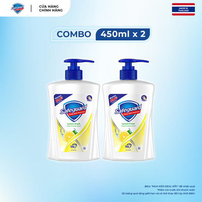 Combo 2 Nước Rửa Tay SAFEGUARD Sạch 99,9% Vi Khuẩn & Dịu Nhẹ Cho Da Hương Chanh Tươi Mát - Chai 450ML - Thái Lan