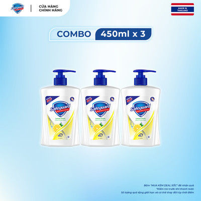 Combo 3 Nước Rửa Tay SAFEGUARD Sạch 99,9% Vi Khuẩn & Dịu Nhẹ Cho Da Hương Chanh Tươi Mát - Chai 450ML - Thái Lan