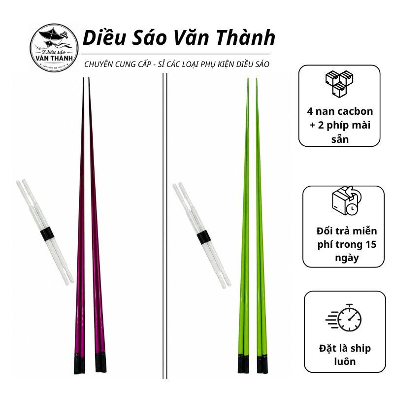 Combo 4 Nan Cacbon Làm Diều (mài sẵn) + Phíp Độ Vai Diều, Nan Cacbon làm Diều Sáo Mini 1m-3m, Diều S