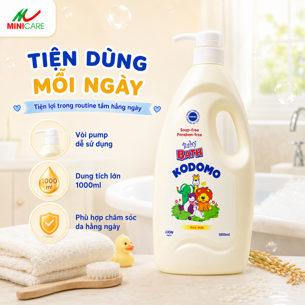 Sữa tắm sữa gạo Kodomo (1000ml)