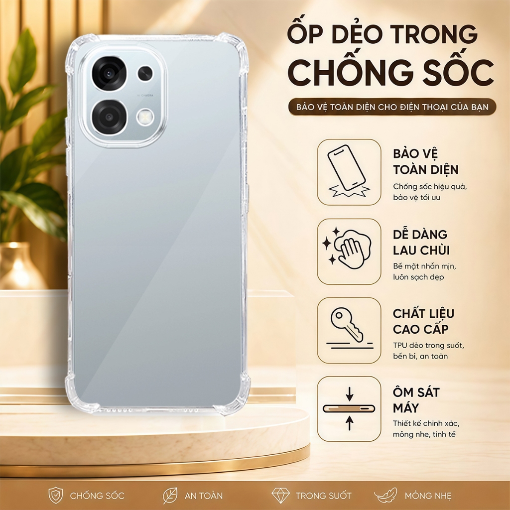 Ốp lưng OPPO A6 PRO , A6 PRO 5G , A6 5G chống sốc trong suốt silicon dày xịn-HD STORE