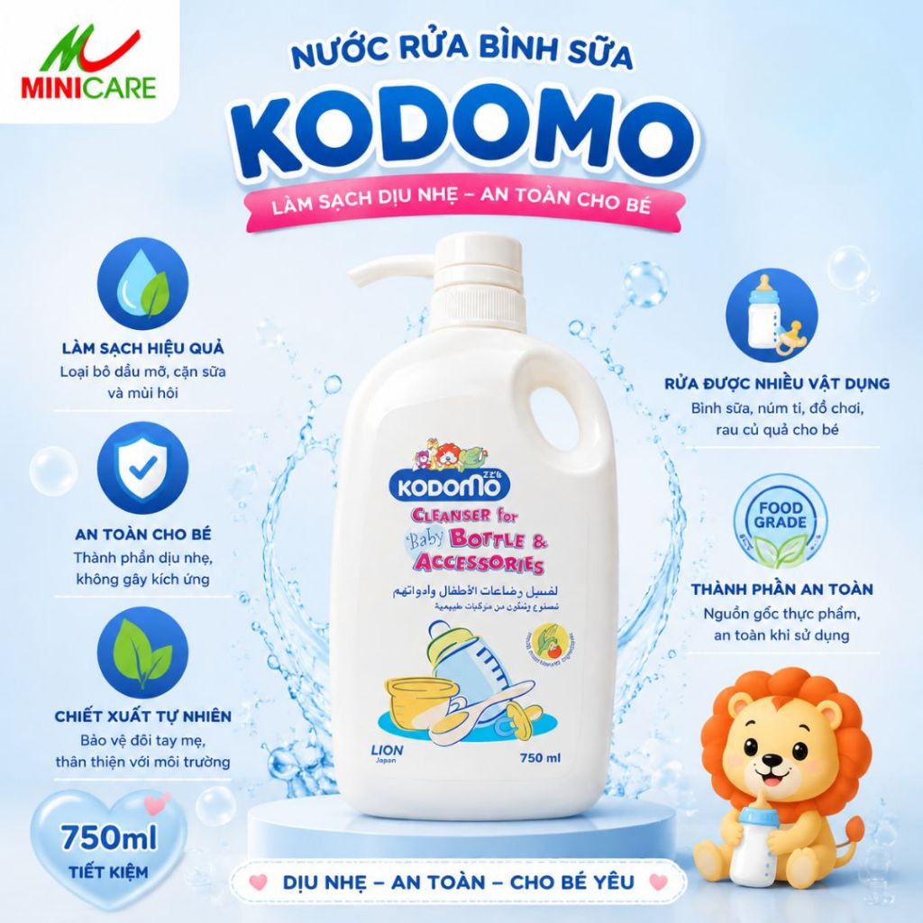 Nước Rửa Bình Sữa Kodomo 0+ 750ml