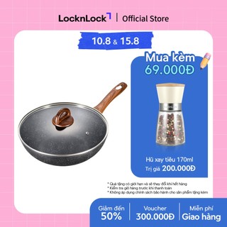 Chảo nhôm sâu lòng chống dính BAUM Marble 28cm,nắp thủy tinh Lock&Lock LBU1285