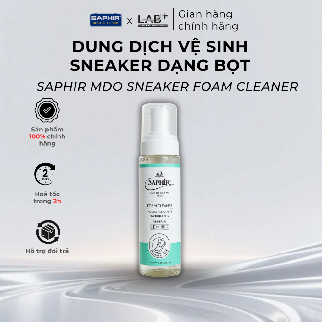 FOAM CLEANER 200ML-MDO - Chai Vệ Sinh Dạng Bọt Chăm Sóc Đồ Da Saphir MDO Foam Cleaner 200ml (MDO Sne
