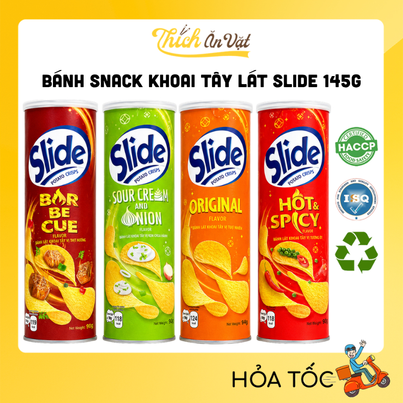 Bánh Snack Khoai Tây Lát Slide - Bánh Slide Khoai Tây Nhiều Vị 145Gr (Hộp To)