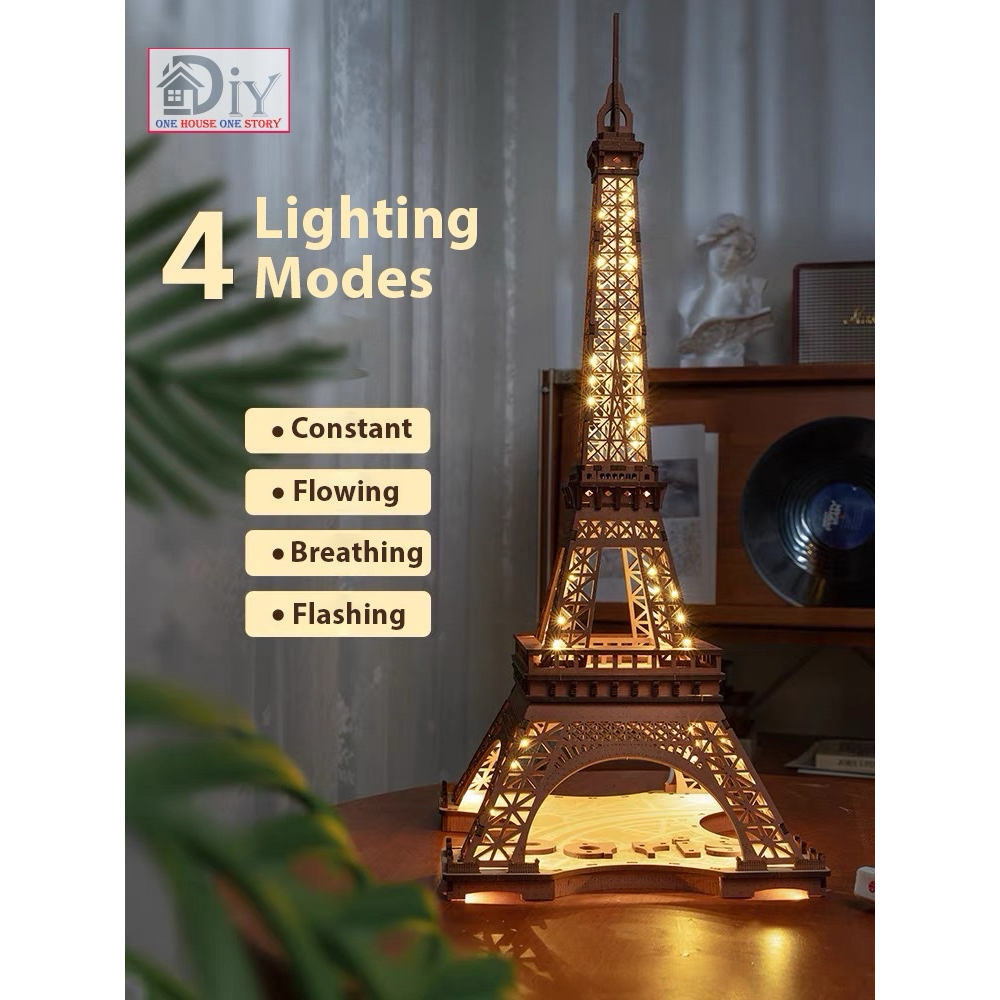 [Bản tiếng Anh]Mô hình Tháp Eiffel Robotime Rolife | Night of The Eiffel Tower TGL01 - Quà tặng tran