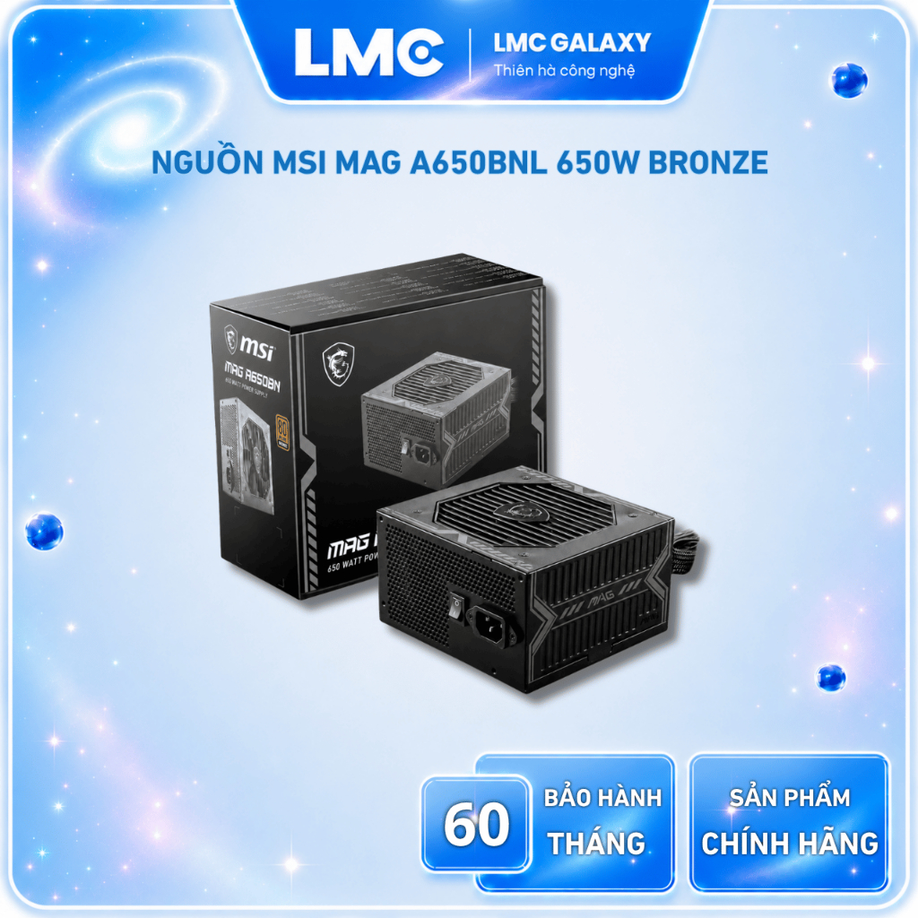 Nguồn máy tính MSI MAG A650BNL 650W Bronze