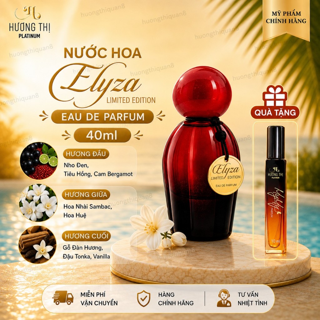[MUA 1 TẶNG 1] EAU DE PARFUM_NƯỚC HOA NỮ CAO CẤP ELYZA HƯƠNG THỊ 40ml (Phiên bản mới chai màu đỏ)