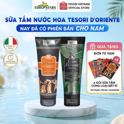 Sữa tắm nước hoa Tesori d'Oriente tuýp 250ml - 25ml - Thơm lâu Lưu Hương Đến 8H, Dưỡng ẩm, Mịn da. Nhập Khẩu Italy