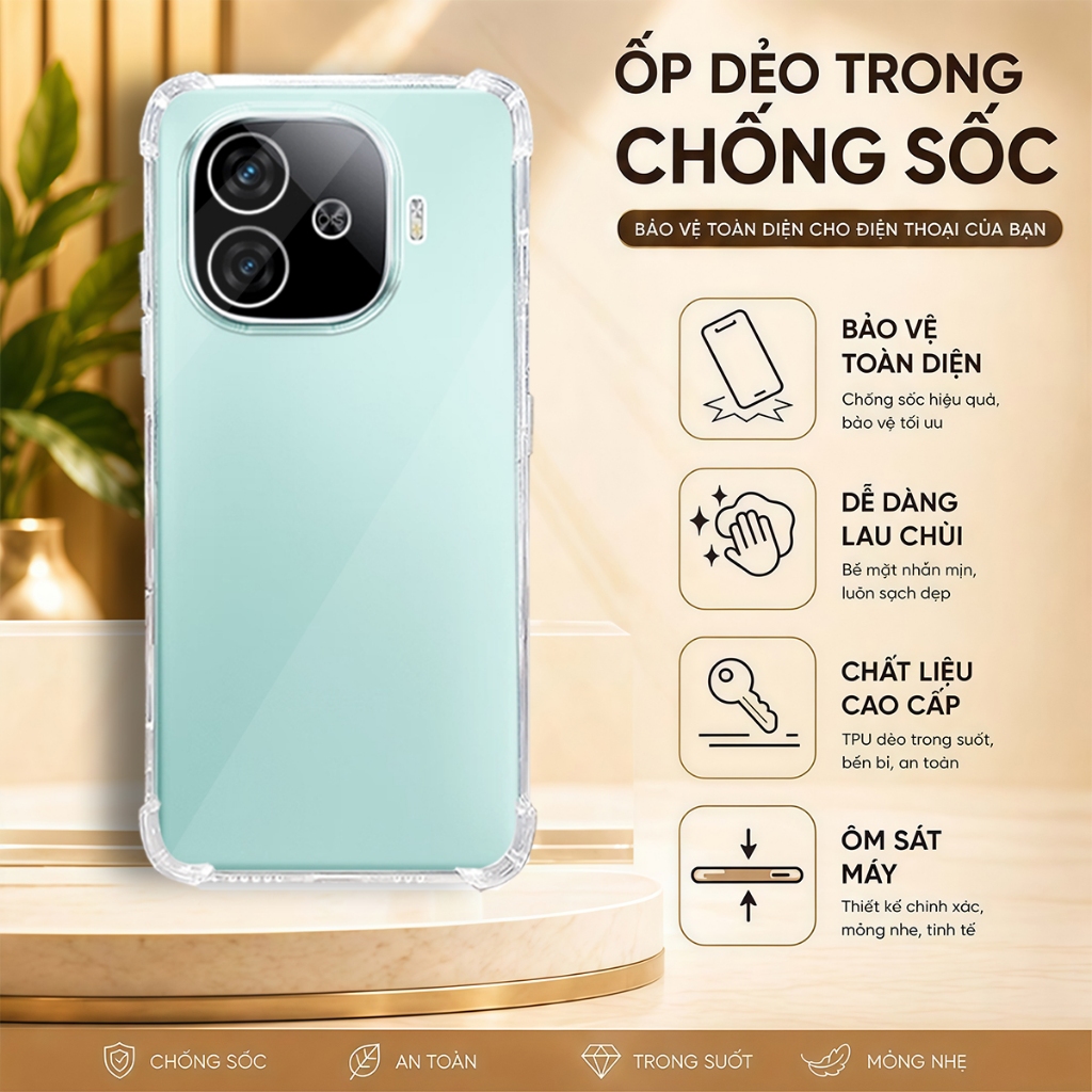 Ốp lưng Vivo Iqoo Z9 Turbo 5G,Z9X , Z9 5G chống sốc trong suốt silicon dày xịn-HD STORE