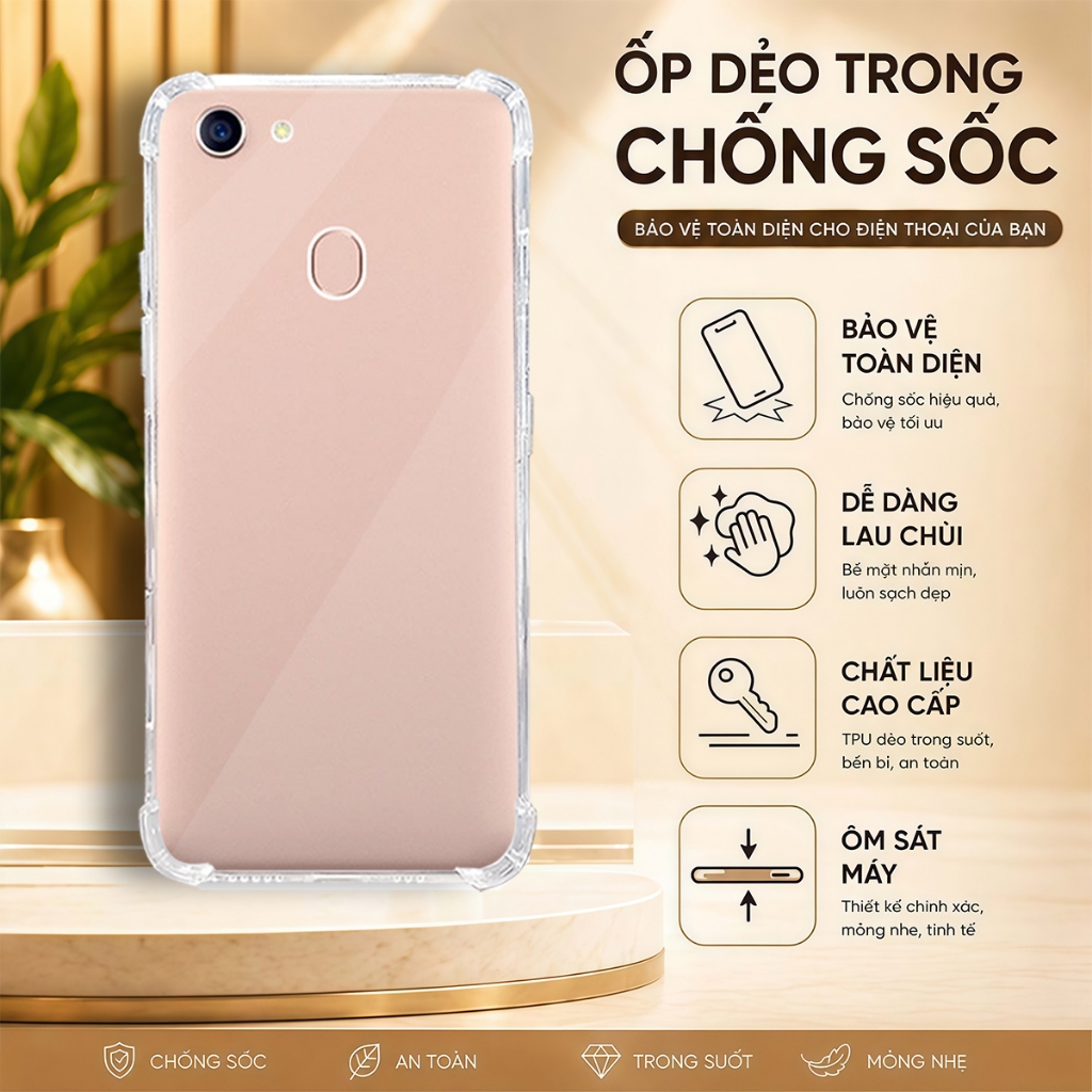 Ốp lưng Oppo F5 , F5 Youth , F7 chống sốc trong suốt silicon dày xịn-HD STORE