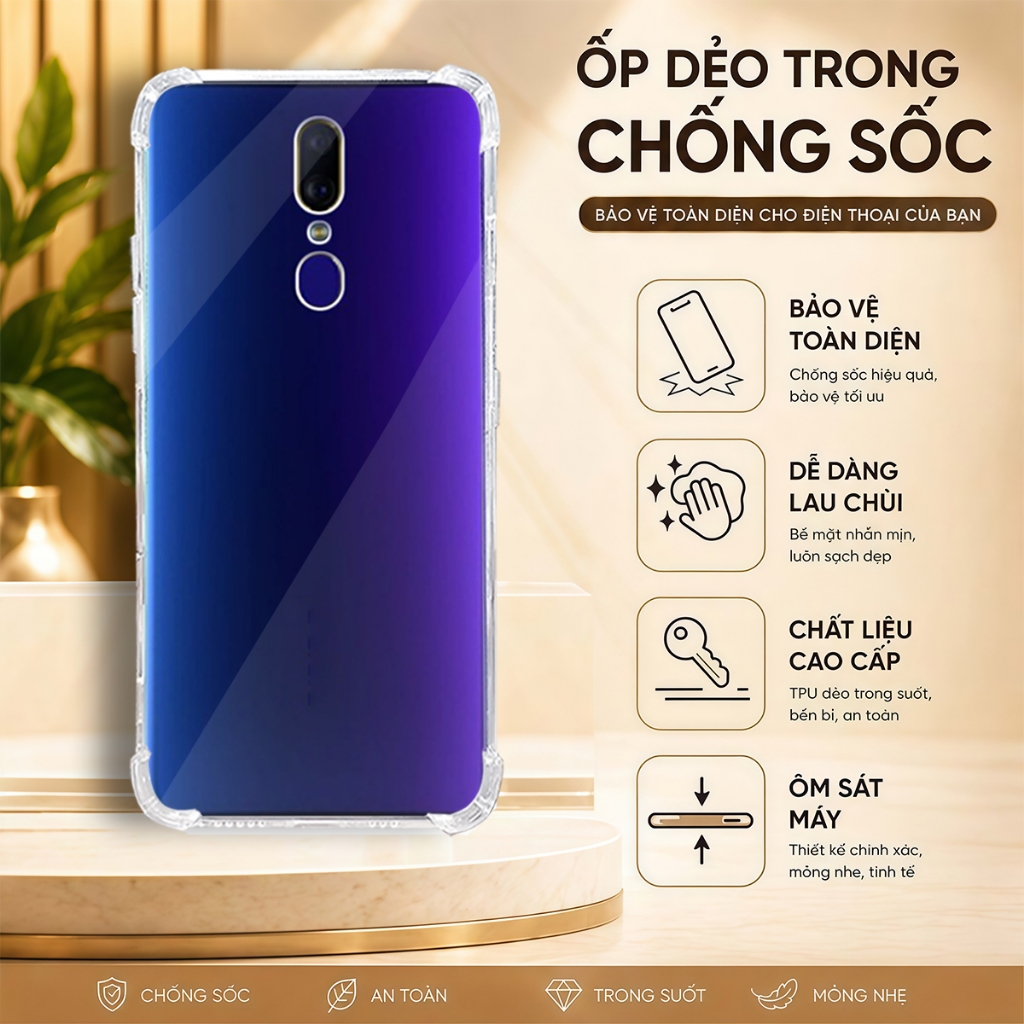 Ốp lưng Oppo F11 , F11 Pro chống sốc trong suốt silicon dày xịn-HD STORE