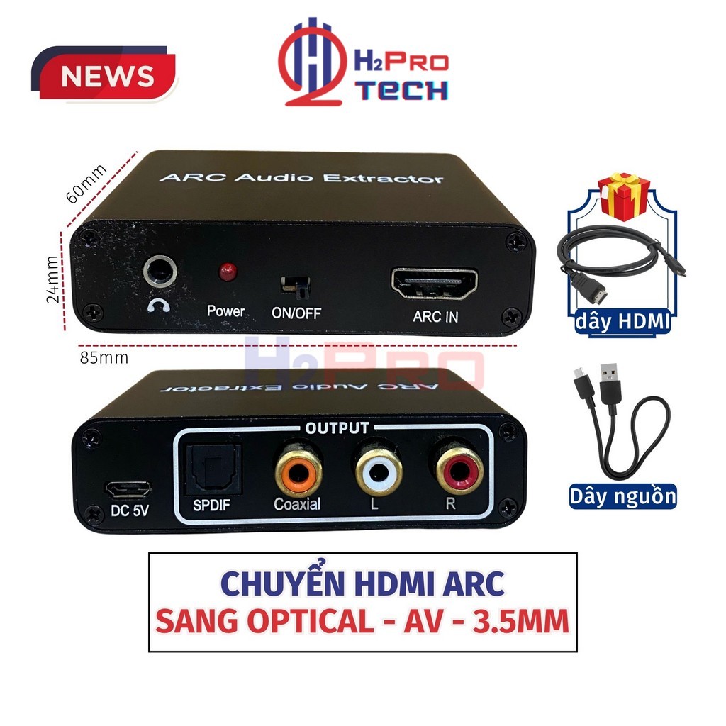 Bộ Chuyển Đổi Âm Thanh HDMI ARC Ra Cổng Quang, Coaxial, RCA, 3.5mm, HDMI ARC, HDMI TO OPTICAL