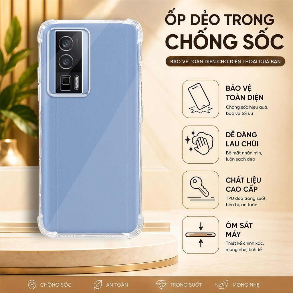 Ốp lưng Xiaomi K60 , K60 Pro , Poco F5 Pro chống sốc trong suốt silicon dày xịn-HD STORE