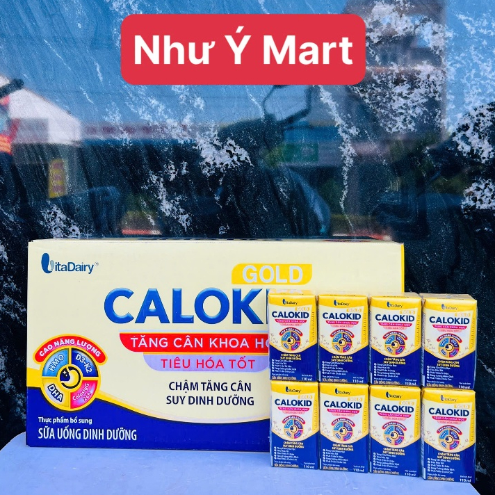 vitadairy- Thùng 48 hộp Sữa pha sẵn CaloKid Gold 110ml cho bé date mới