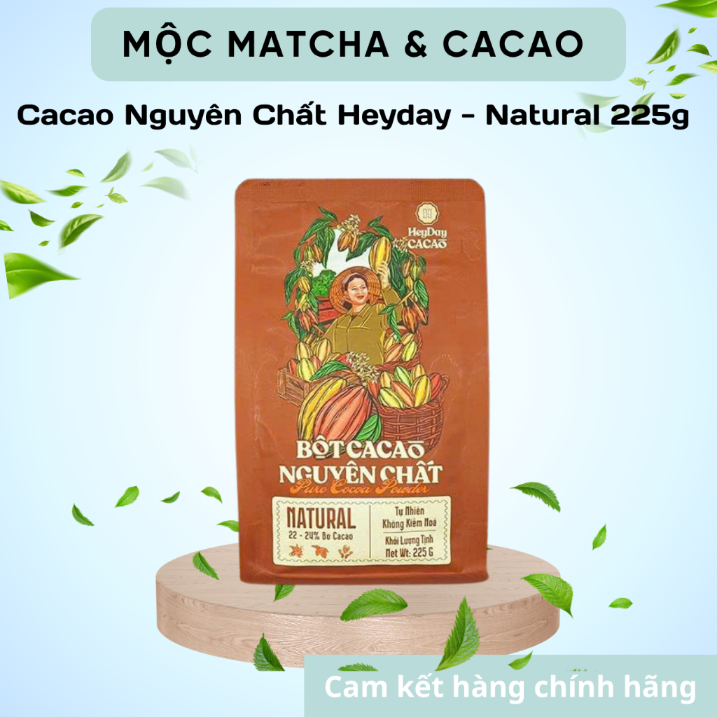 Bột Cacao Nguyên Chất Heyday - Dòng Natural Không Kiềm Hóa (Túi 225g)