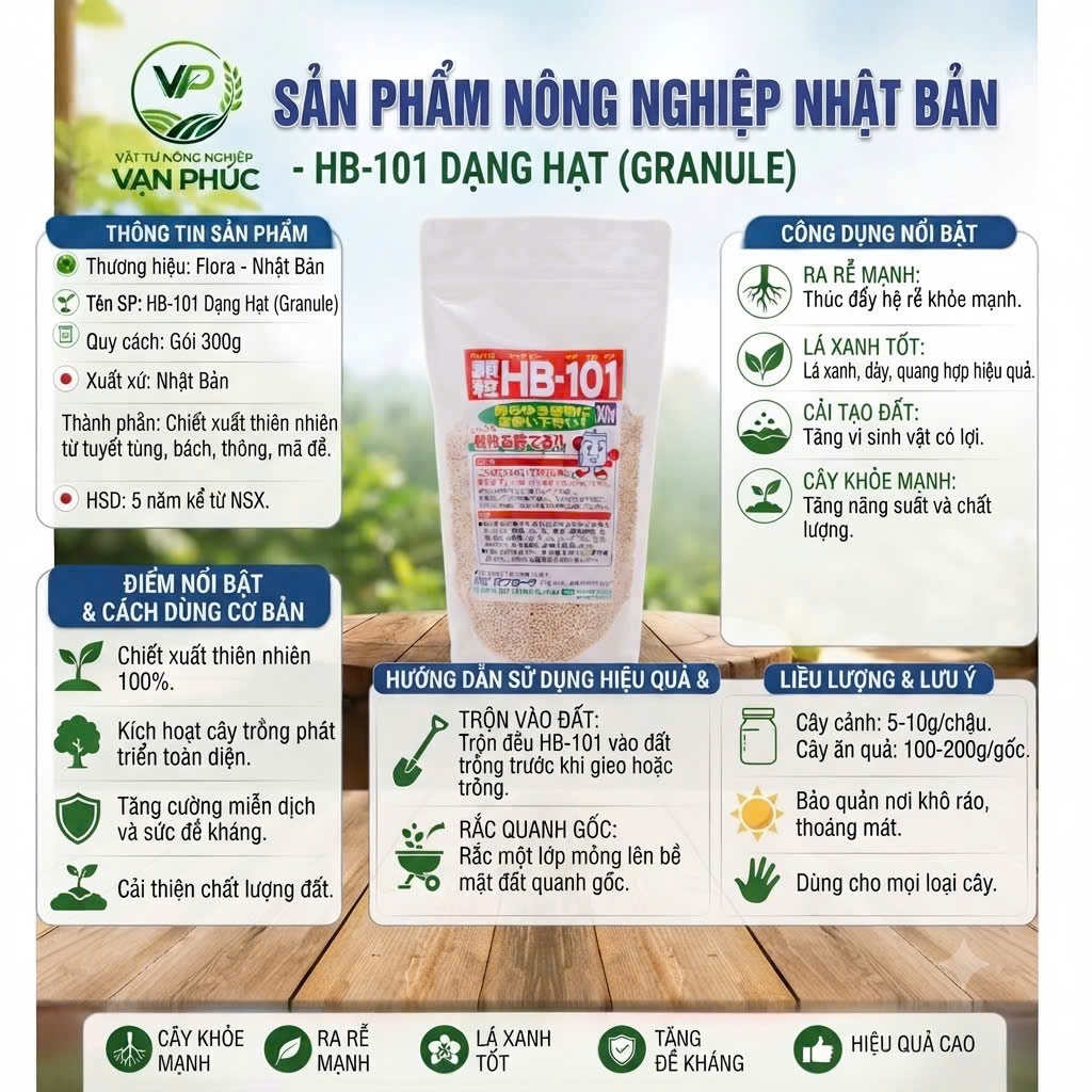 Phân Hạt HB-101 Nhật Bản Tan Chậm 300g - Kích Rễ, Phục Hồi Cho Sen Đá, Lan, Hồng, Bonsai(Chính Hãng)
