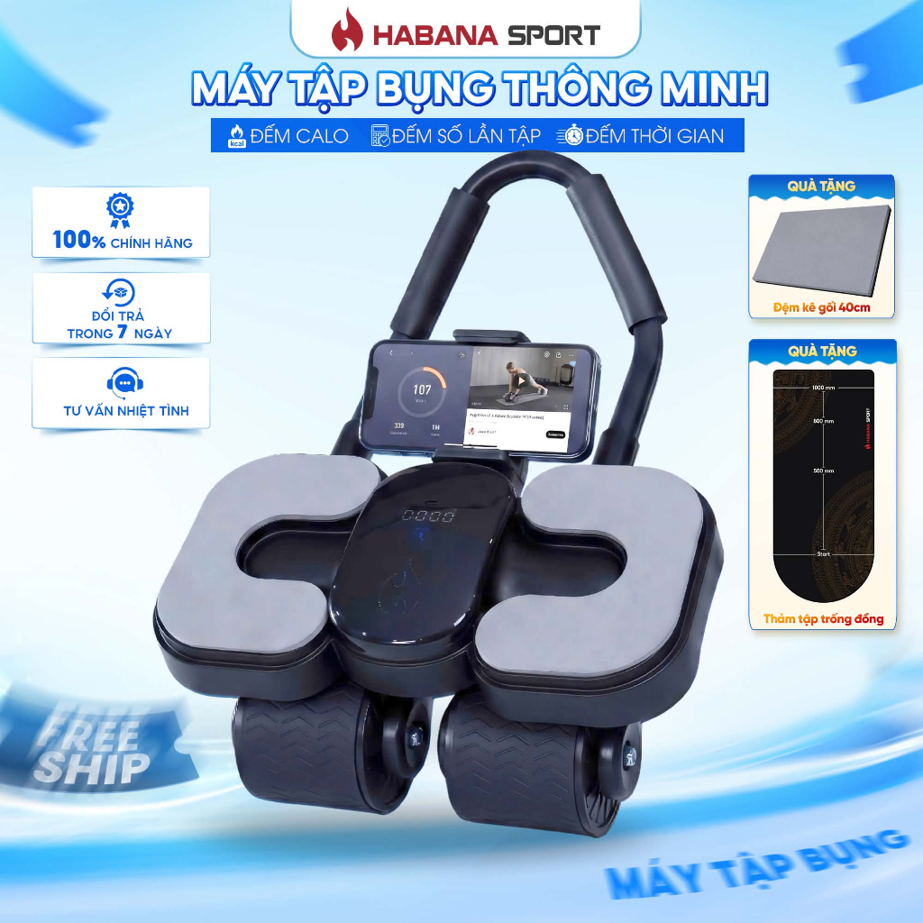 Máy Tập Bụng HABANA SPORT 4 Bánh Trợ Lực 2026| Bán Chạy 15k+ | Bảo hành 2 năm