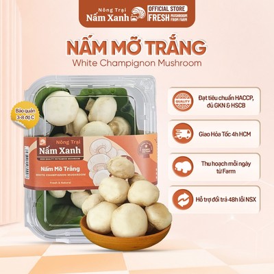[HCM] Nấm Mỡ Trắng Tươi 600gr 1kg Sạch Ngon Bổ Dưỡng - Nông Trại Nấm Xanh